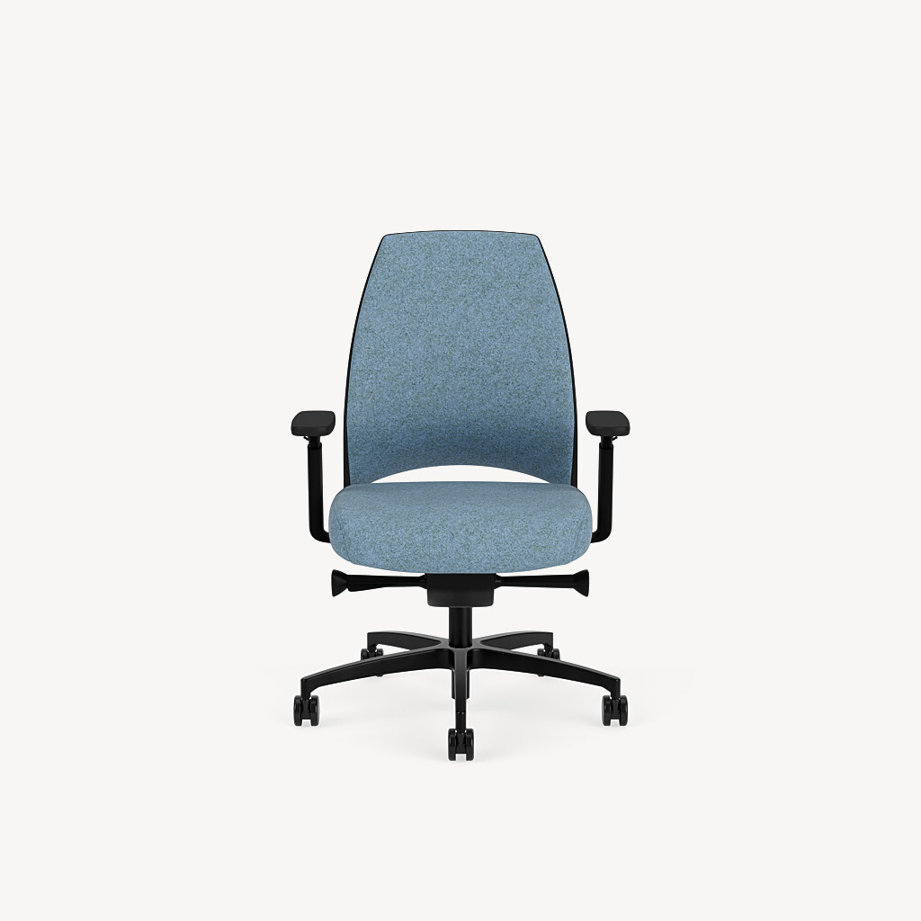 upholstered back with a medium comfort seat