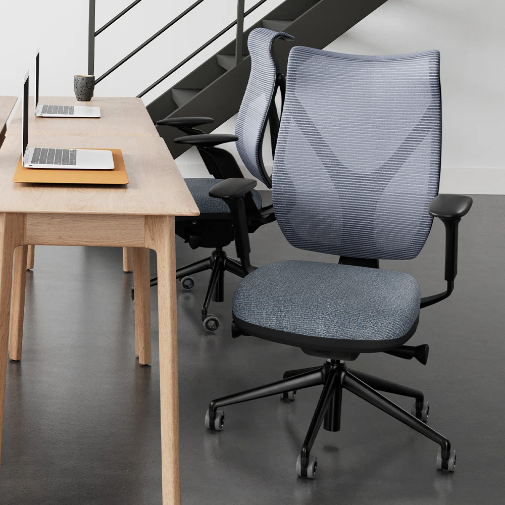 mesh mid back with an upholstered seat