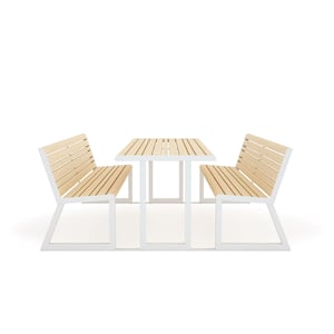 faux wood bench with backrest (Please contact the manufacturer for pricing details)
