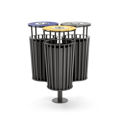 triple ground bolted litter bin with Lid (Please contact the manufacturer for pricing details)